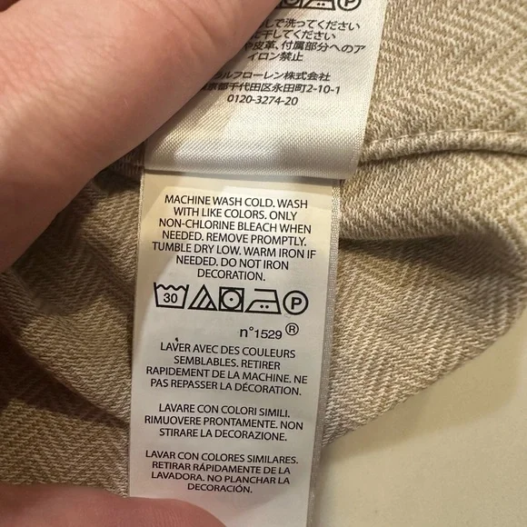 Polo Ralph Lauren Knit Dress Shirt-Tan Herringbone-Size XXL - Picture 7 of 8